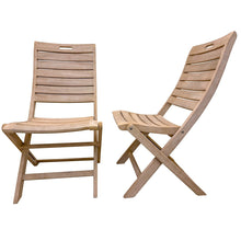 Load image into Gallery viewer, Two wooden folding chairs on a white background