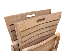 Load image into Gallery viewer, Wooden folding chair with slatted backrest on a white background