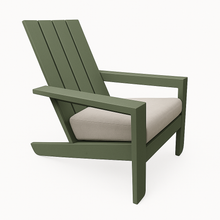 Load image into Gallery viewer, Green Adirondack chair with beige cushion