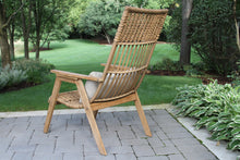 Load image into Gallery viewer, Bohemian Teak & Wicker Basket Outdoor Lounger with Pillow, 2pk