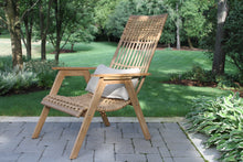 Load image into Gallery viewer, Bohemian Teak & Wicker Basket Outdoor Lounger with Pillow, 2pk
