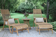 Load image into Gallery viewer, Bohemian Teak & Wicker Ottoman, 2pk