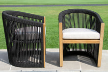 Load image into Gallery viewer, Lucienne Teak & Black Rope Dining Chair w Sunbrella, 2 pk