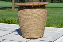Load image into Gallery viewer, Lucienne Teak & Cable Wicker Storage Accent Table, 19.5″ Diameter