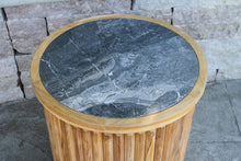 Load image into Gallery viewer, Lucienne Teak & Orobico Sintered Round Stone Accent Table