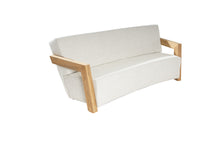 Load image into Gallery viewer, White outdoor sofa with wooden frame