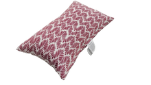 Load image into Gallery viewer, A square-shaped throw pillow with an embossed geometric pattern in red and white colors.