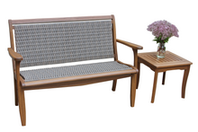 Load image into Gallery viewer, Mirabella Eucalyptus and Wicker Garden Bench with Matching Side Table