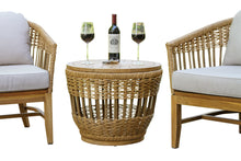 Load image into Gallery viewer, Lucienne Tropical Teak & Wicker Storage Table with Matching Chairs