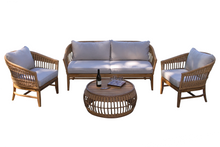 Load image into Gallery viewer, Lucienne Tropical Teak & Wicker Round Coffee Table with Matching Couch and Chairs