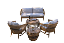 Load image into Gallery viewer, Lucienne Tropical Teak & Wicker Round Coffee Table with Matching Accessories