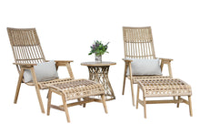 Load image into Gallery viewer, Lucienne Tropical Teak & Wicker Accent Table with Matching Chairs and Ottomans