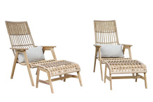 Load image into Gallery viewer, Lucienne Teak & Wicker Ottomans with Matching Chairs