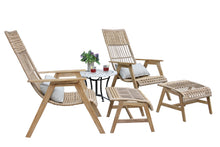Load image into Gallery viewer, Lucienne Teak & Wicker Ottomans with Matching Chairs
