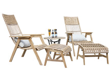 Load image into Gallery viewer, Lucienne Teak & Wicker Ottomans with Matching Chairs