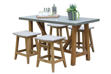Load image into Gallery viewer, Lucienne Teak & Wicker Saddle Stools, 2pk with Matching Table