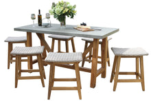 Load image into Gallery viewer, Lucienne Teak & Wicker Saddle Stools, 2pk with Matching Table