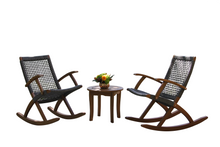 Load image into Gallery viewer, Eucalyptus and Rope Rocking Chair with Stone Table