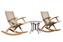 Load image into Gallery viewer, Eucalyptus and Rope Rocking Chair with Stone Table
