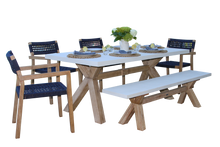 Load image into Gallery viewer, Isabella Blue Rope Stacking Chairs, 4 pk with Matching Table