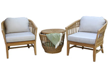 Load image into Gallery viewer, Lucienne Tropical Teak & Wicker Storage Table with Matching Chairs