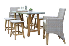 Load image into Gallery viewer, Lucienne Teak & Wicker Balcony Height Armchair with Sunbrella Cushions and Matching Table, Saddle Chairs