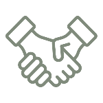 Line drawing of two hands shaking