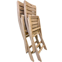 Load image into Gallery viewer, Set of wooden folding chairs stacked on a white background
