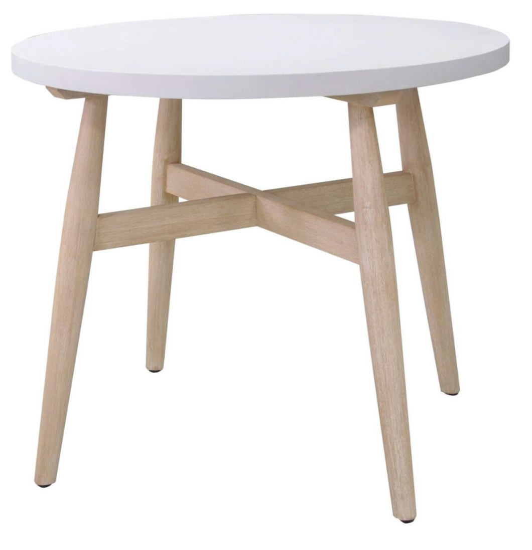 Isabella Ivory Composite Round Bistro Table, 35″ Diameter