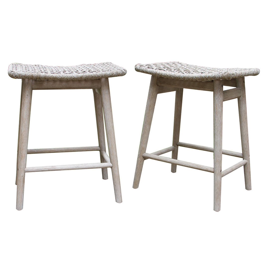 Isabella Eucalyptus & Wheat Rope Counter Height Stool, 2 pk