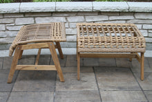 Load image into Gallery viewer, Bohemian Teak &amp; Wicker Ottoman, 2pk
