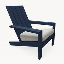 Load image into Gallery viewer, Blue Adirondack chair with a white cushion
