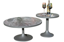 Load image into Gallery viewer, Two round marble-top tables
