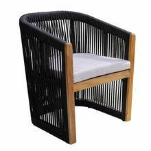 Load image into Gallery viewer, Lucienne Teak &amp; Black Rope Dining Chair w Sunbrella, 2 pk
