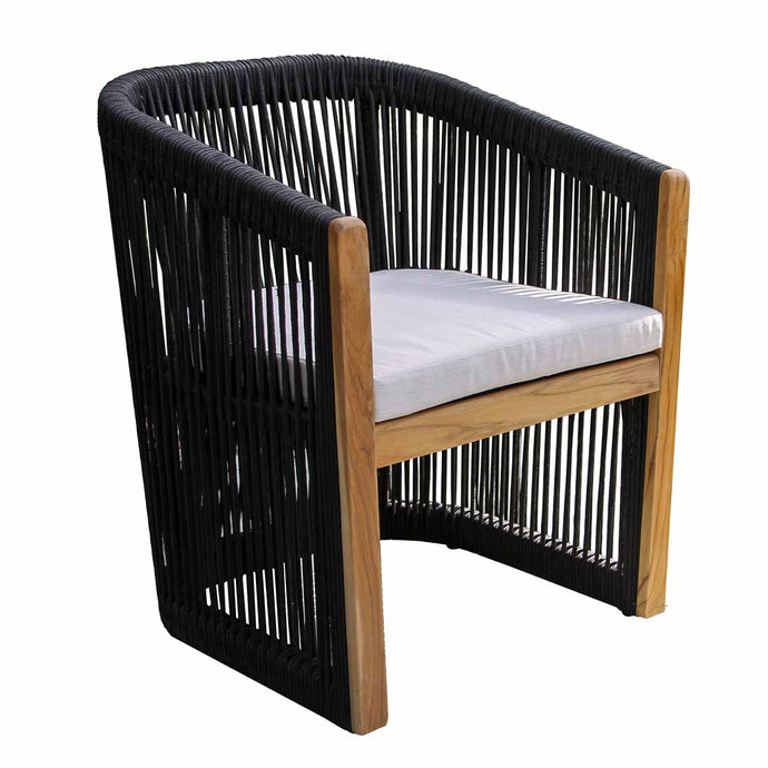 Lucienne Teak & Black Rope Dining Chair w Sunbrella, 2 pk