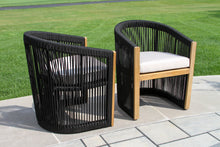 Load image into Gallery viewer, Lucienne Teak &amp; Black Rope Dining Chair w Sunbrella, 2 pk

