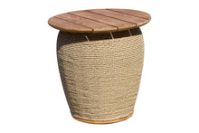 Load image into Gallery viewer, Side table with wooden top and woven base
