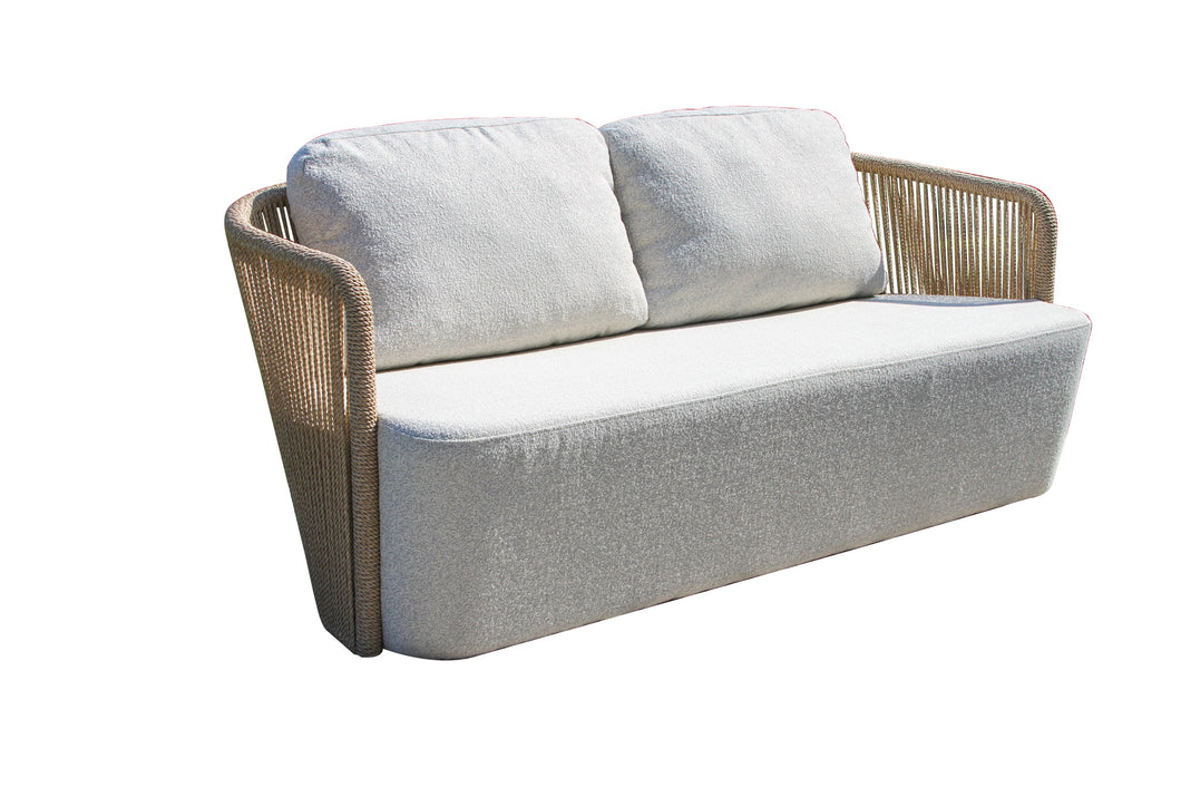 Lucienne Cable Wicker Loveseat with Olefin Fabric