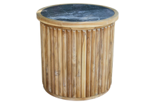 Load image into Gallery viewer, Lucienne Teak &amp; Orobico Sintered Round Stone Accent Table

