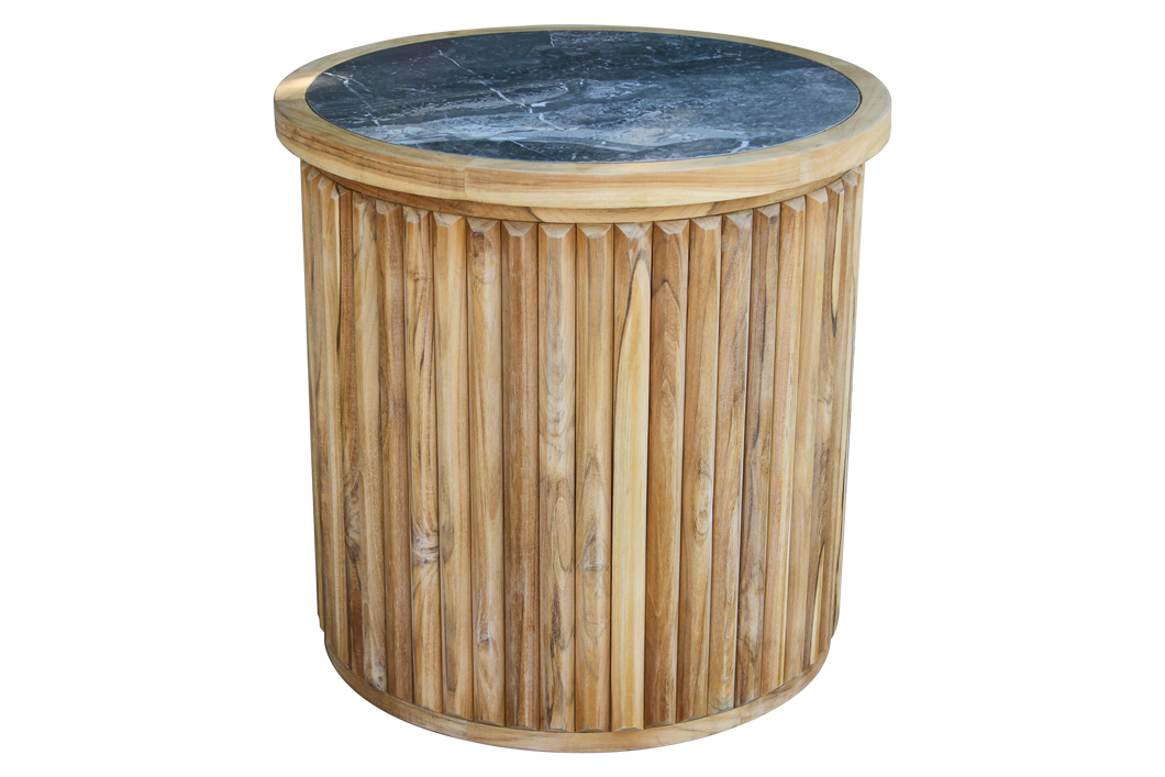 Lucienne Teak & Orobico Sintered Round Stone Accent Table