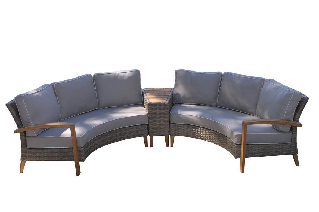 Lucienne Teak and Dove Wicker Round Sectional