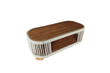 Load image into Gallery viewer, Lucienne Teak &amp; Speckled Cable Wicker Coffee Table, 47″ x 23.5″
