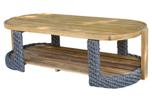 Load image into Gallery viewer, Wooden coffee table with wicker accents
