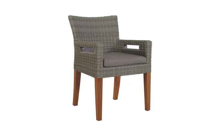 Mirabella Dove Grey Wicker Armchair w/ Cushion