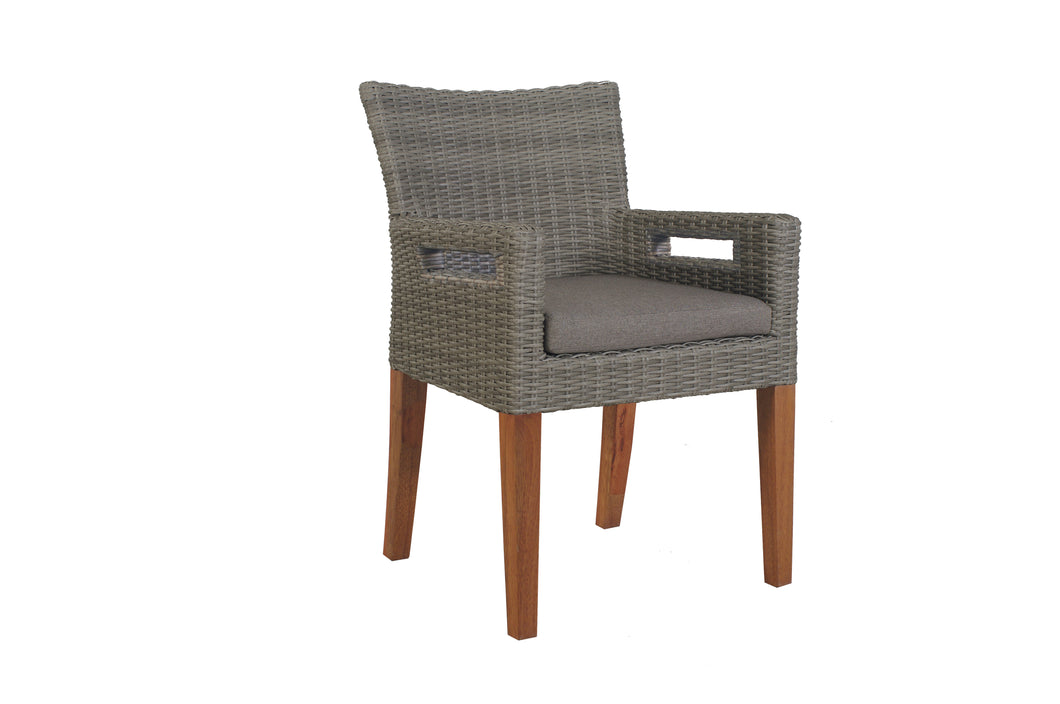 Mirabella Dove Grey Wicker Armchair w/ Cushion, 2pk