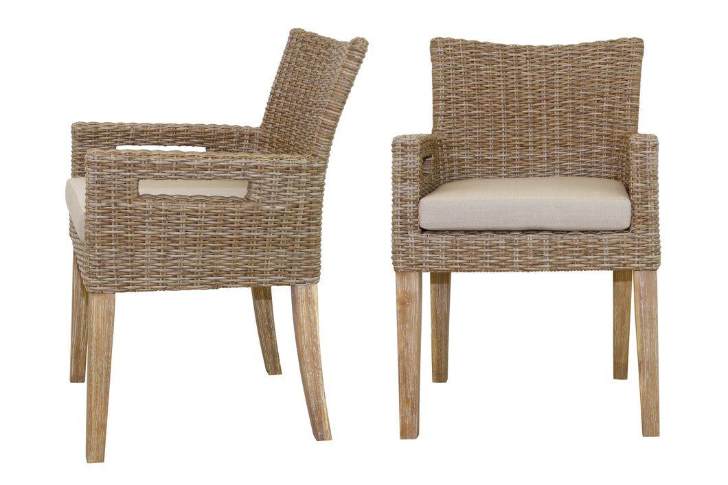 Isabella Wheat Wicker Dining Chairs, 2pk