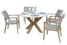 Load image into Gallery viewer, Isabella 48&quot; Round Alabaster Composite Top Dining Set
