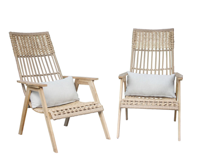 Lucienne Teak & Wicker Basket Lounger, 2pk