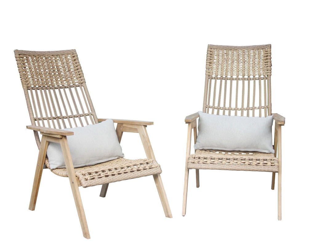 Lucienne Teak & Wicker Basket Lounger, 2pk