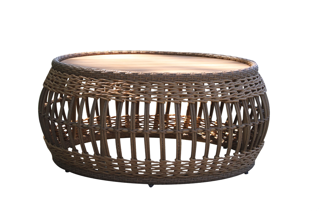 Lucienne Tropical Teak & Wicker Round Coffee Table
